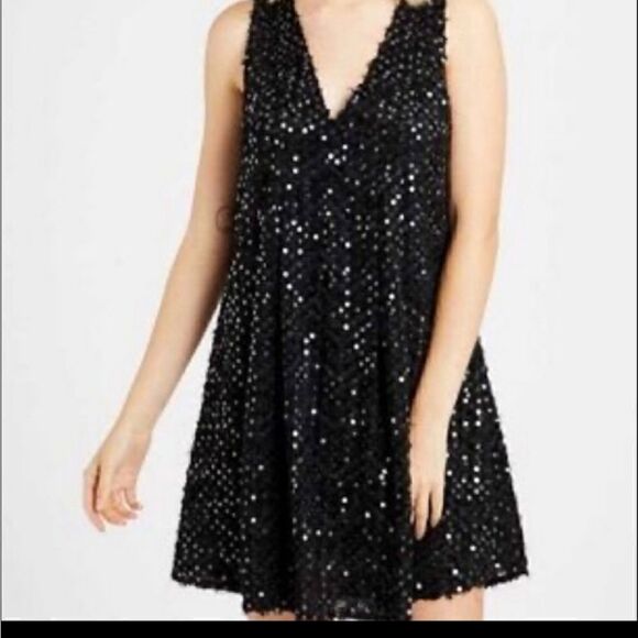 NWT Altar'd State Stella Black Sequined Sleeveless Mini Dress Size XSmall - Picture 2 of 13